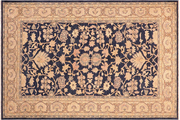 handmade Traditional Kafkaz Chobi Ziegler Blue Tan Hand Knotted RECTANGLE 100% WOOL area rug 6 x 9